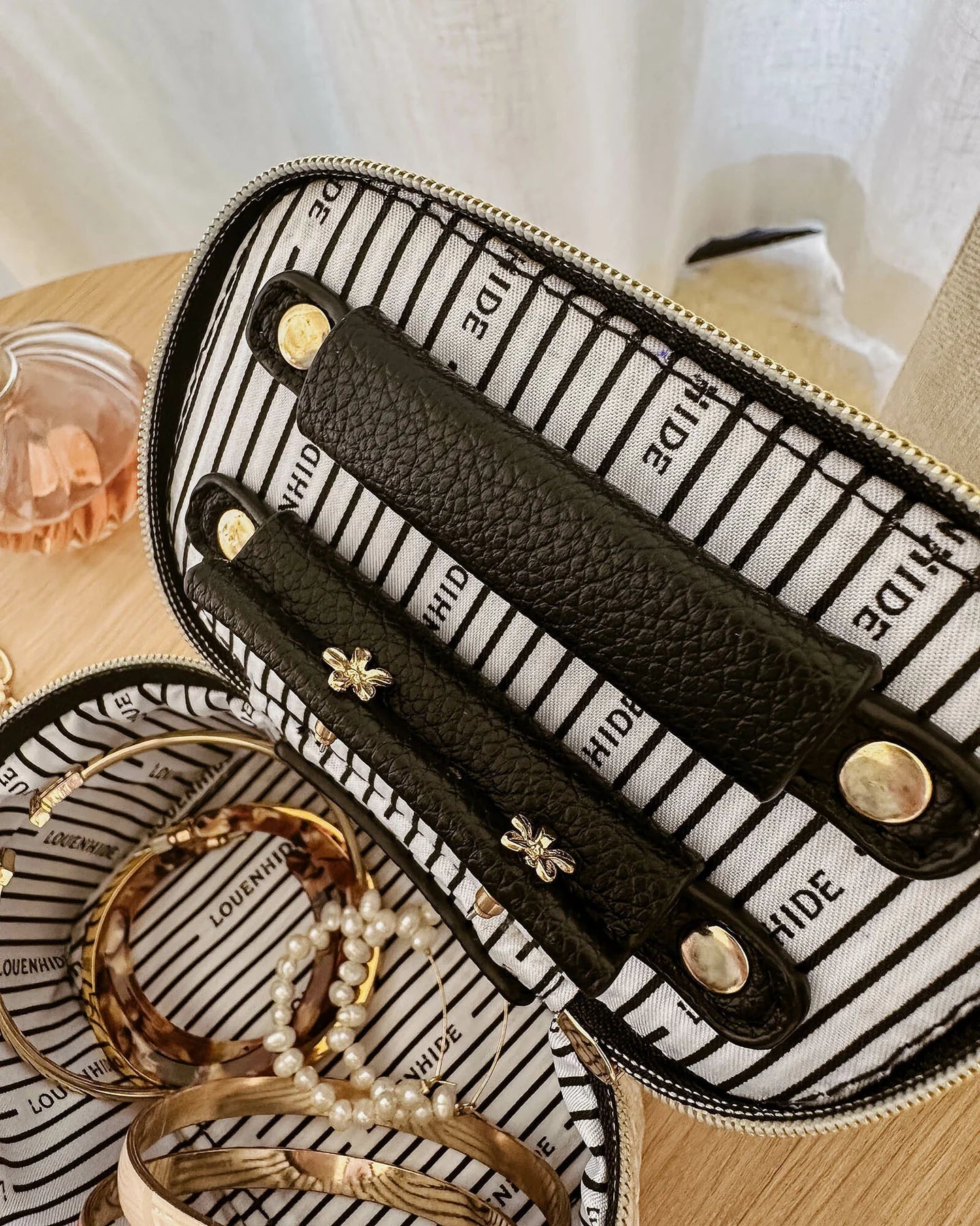 Trudy Jewellery Box Natural Black Bags and Purses Louenhide