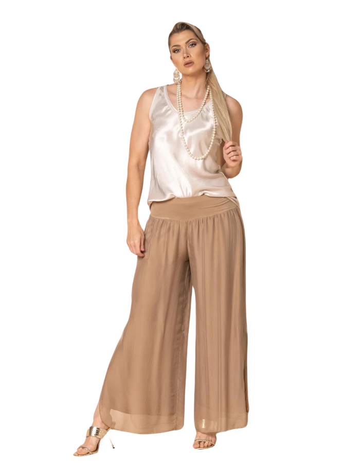 Gia Silk Pants in Desert - Global Free Style