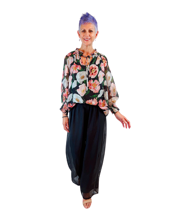 La Strada Silk Pants Black - Global Free Style