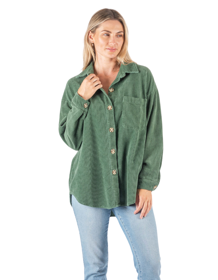 Worthier Dekota Cord Jacket Khaki Green - Global Free Style
