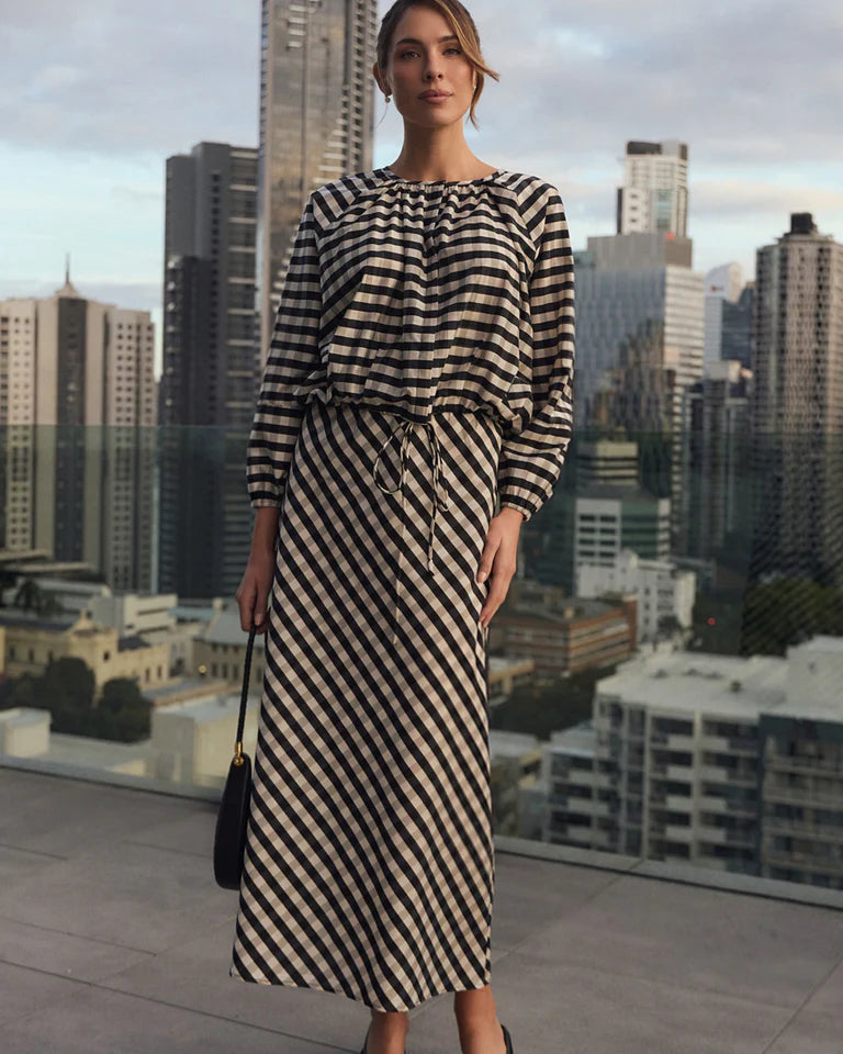 Mae Gingham Maxi Skirt Print Skirts Adorne