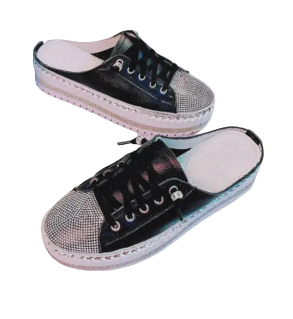 Ameise Sarah Leather Bling Slides Black Shoes Global Free Style 36