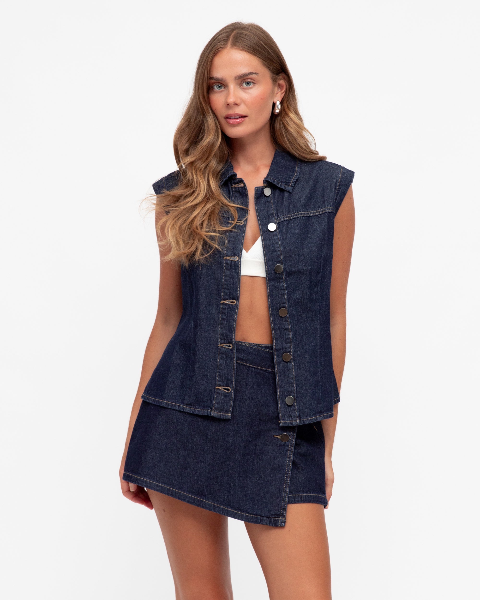 Indigo Denim Vest Jackets Ebby and I XS(6)