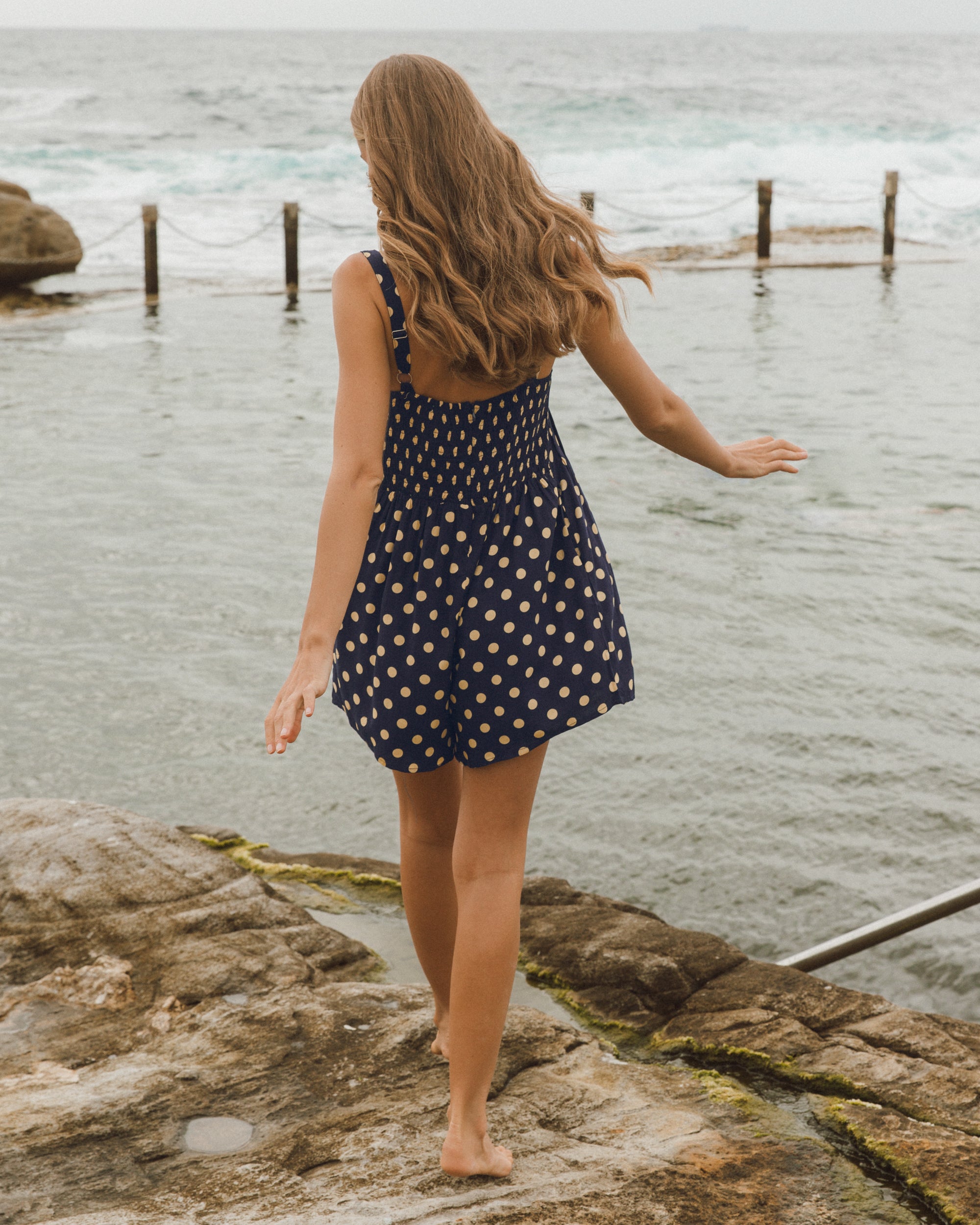 Capri Playsuit Navy/Beige Jumpsuits Ebby and I