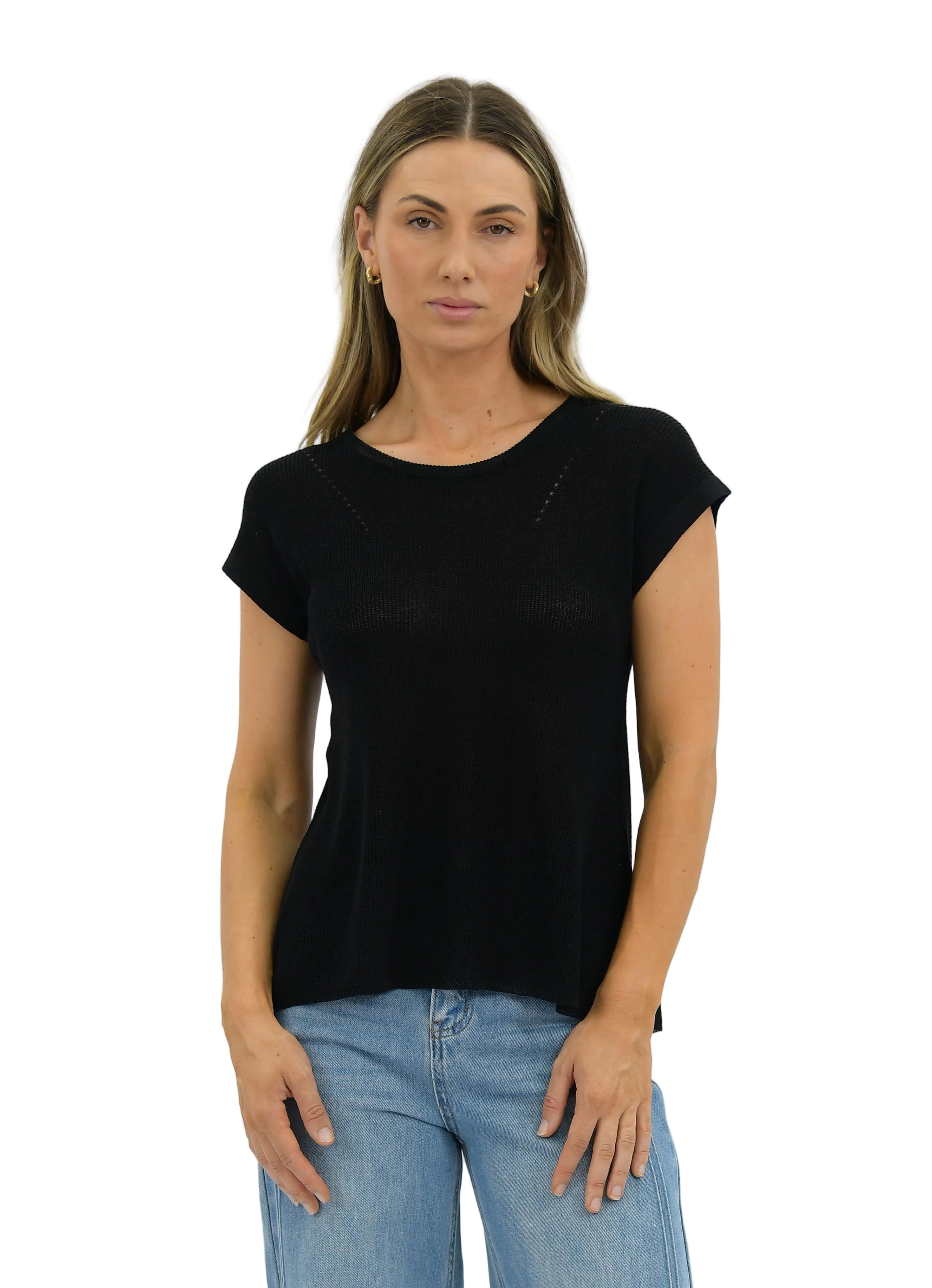 Sunday Linen Cotton Top Black Tops Worthier S/M(8-12)