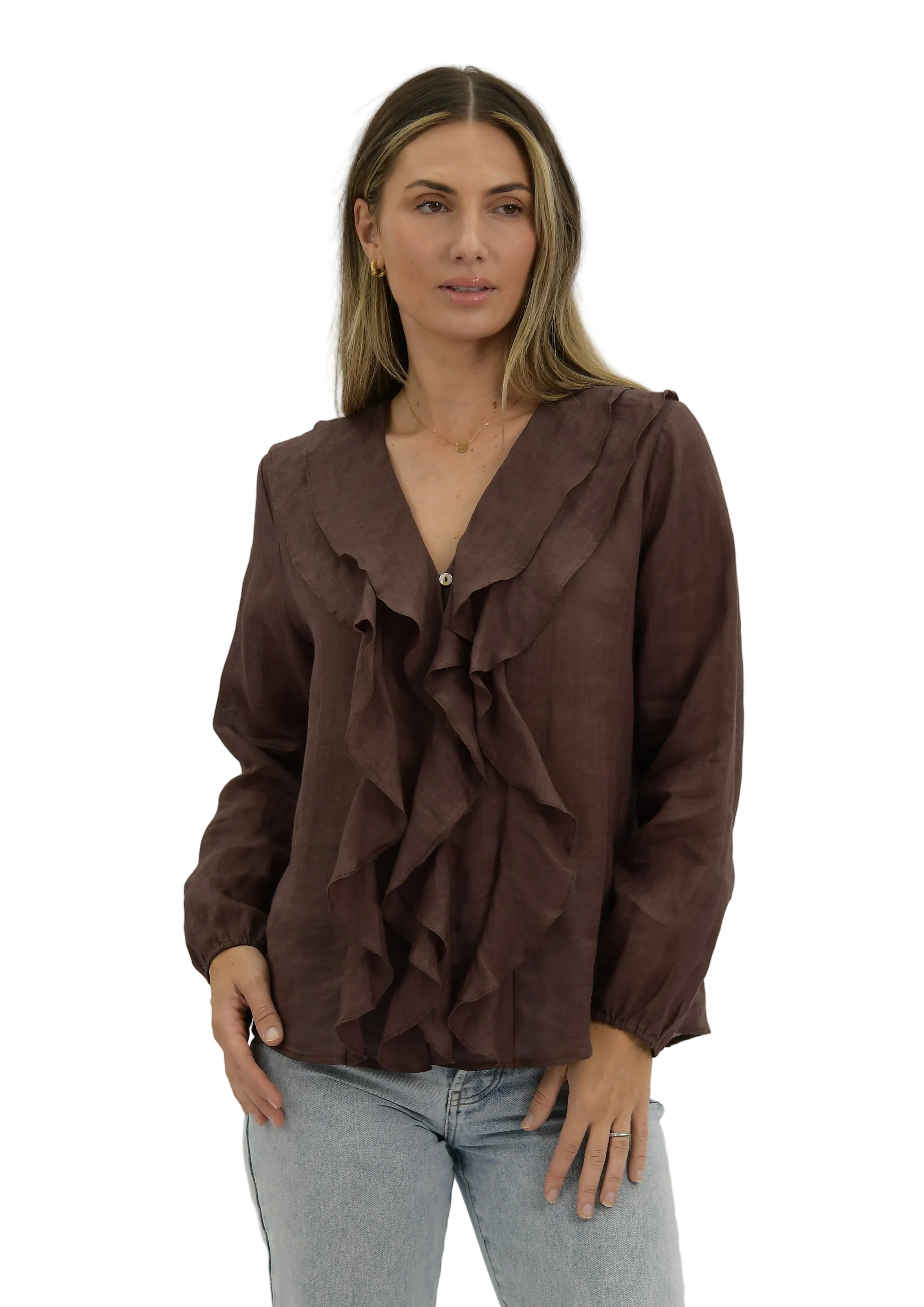 Claire Linen Shirt Chocolate - Global Free Style