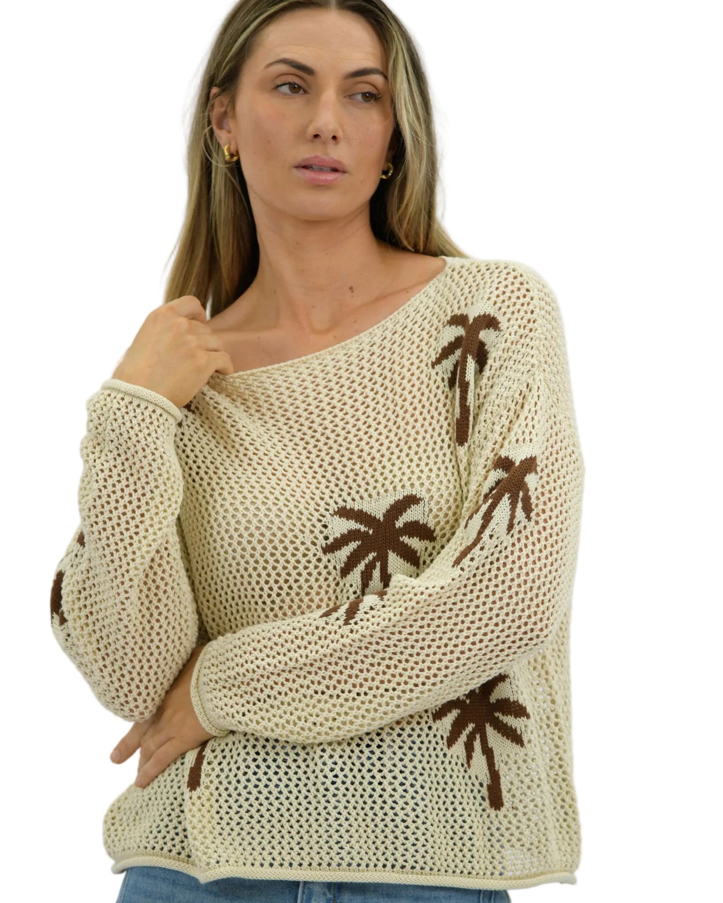 Sunset Shore Linen/Cotton Knit Cardi Beige - Global Free Style