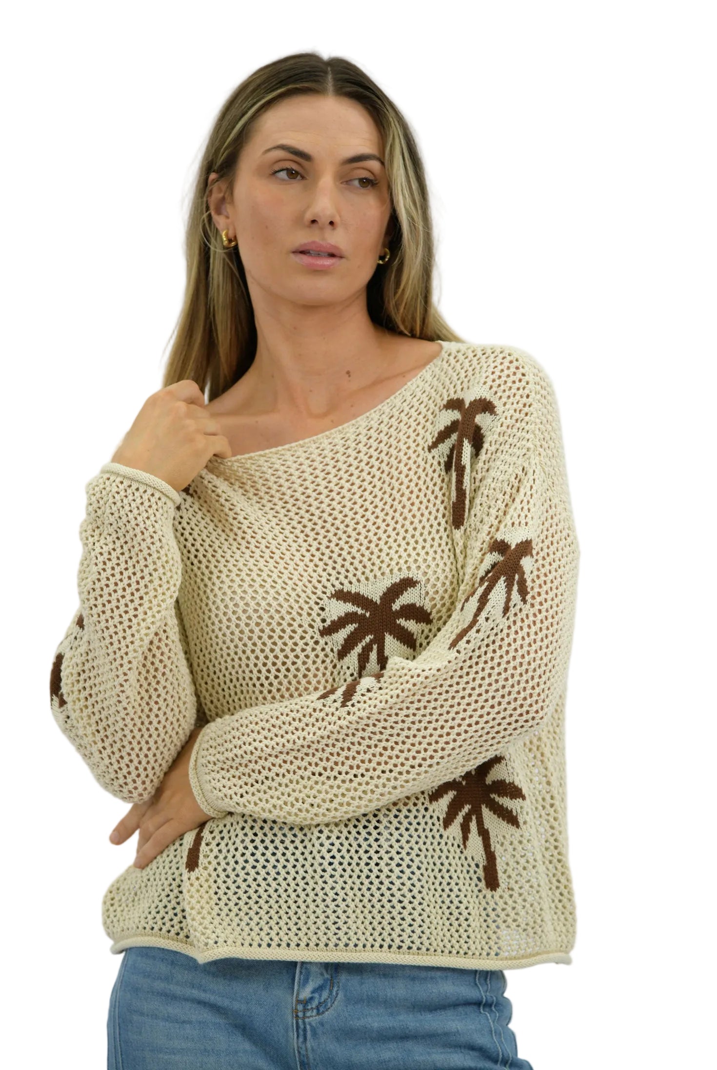 Sunset Shore Linen/Cotton Knit Cardi Beige - Global Free Style