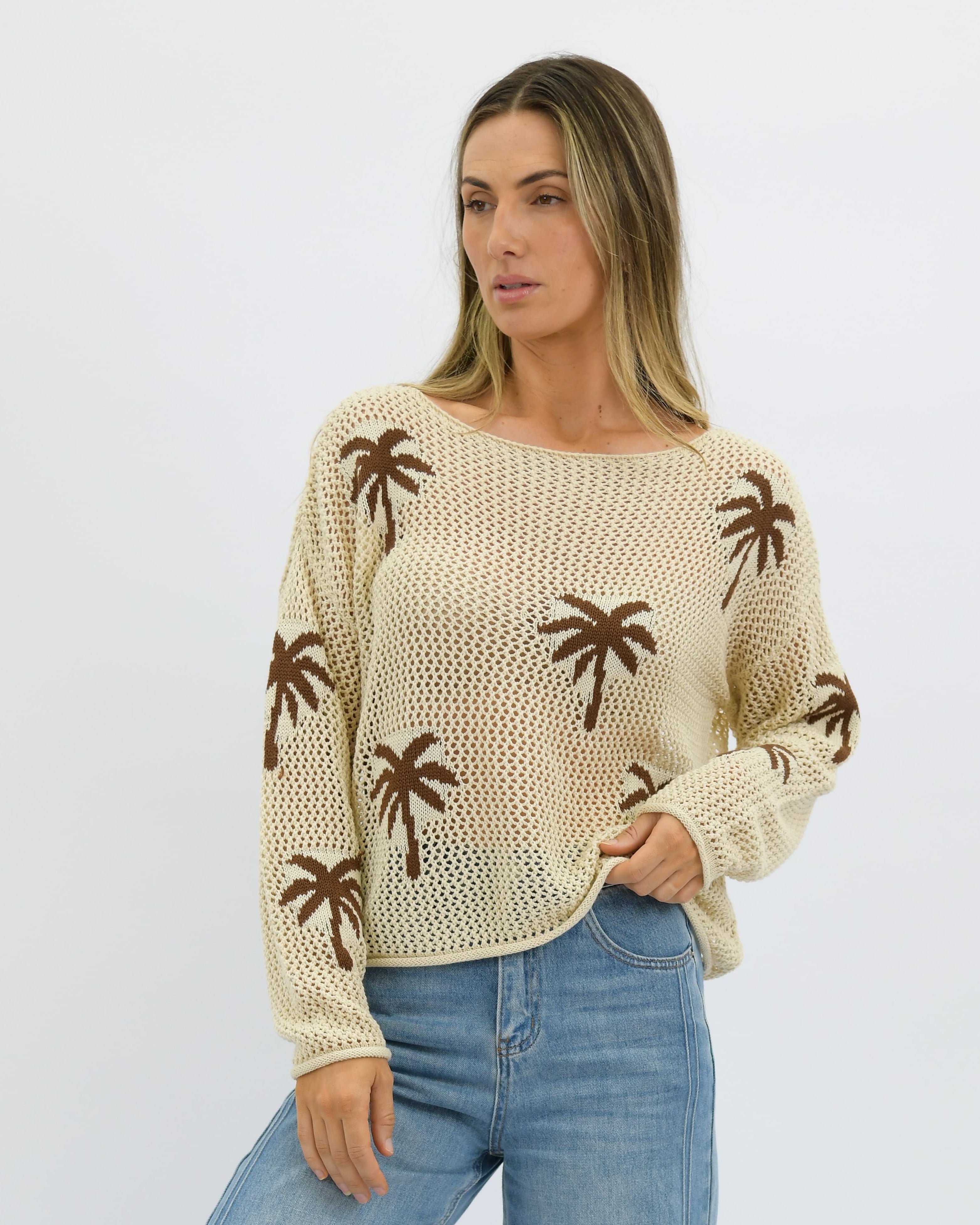 Sunset Shore Linen/Cotton Knit Cardi Beige - Global Free Style