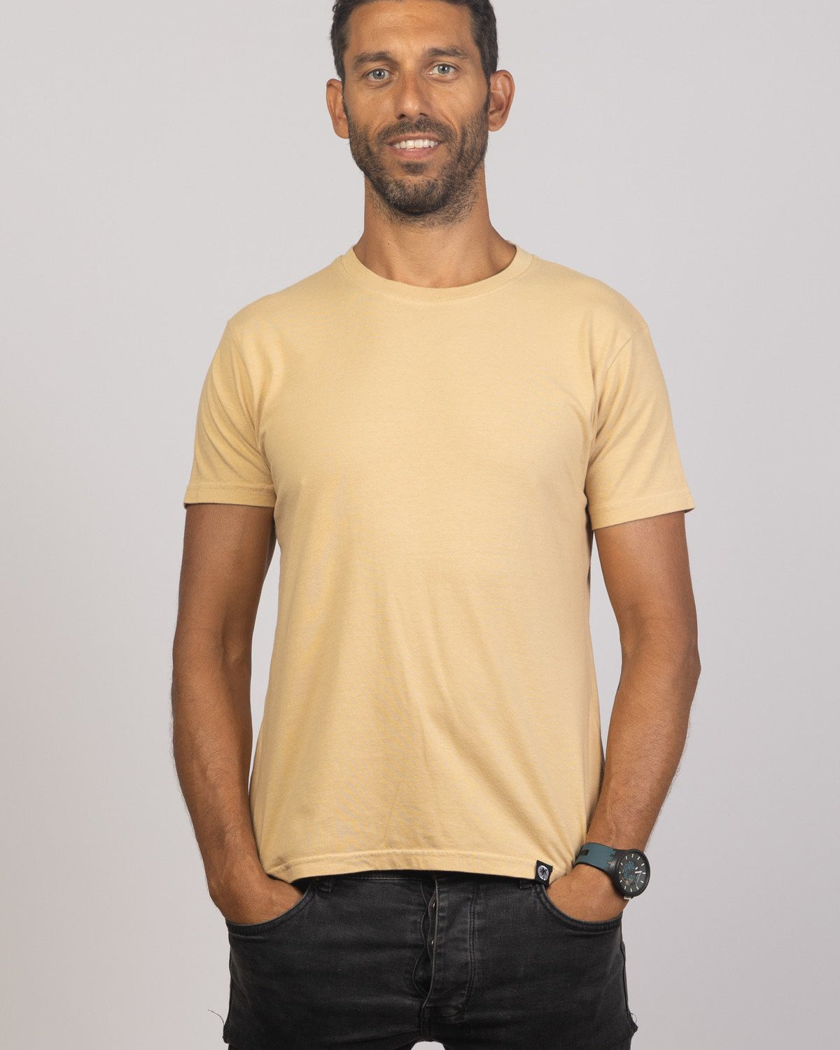 Warm Sand Organic Cotton T shirt Mens Tops Skumi