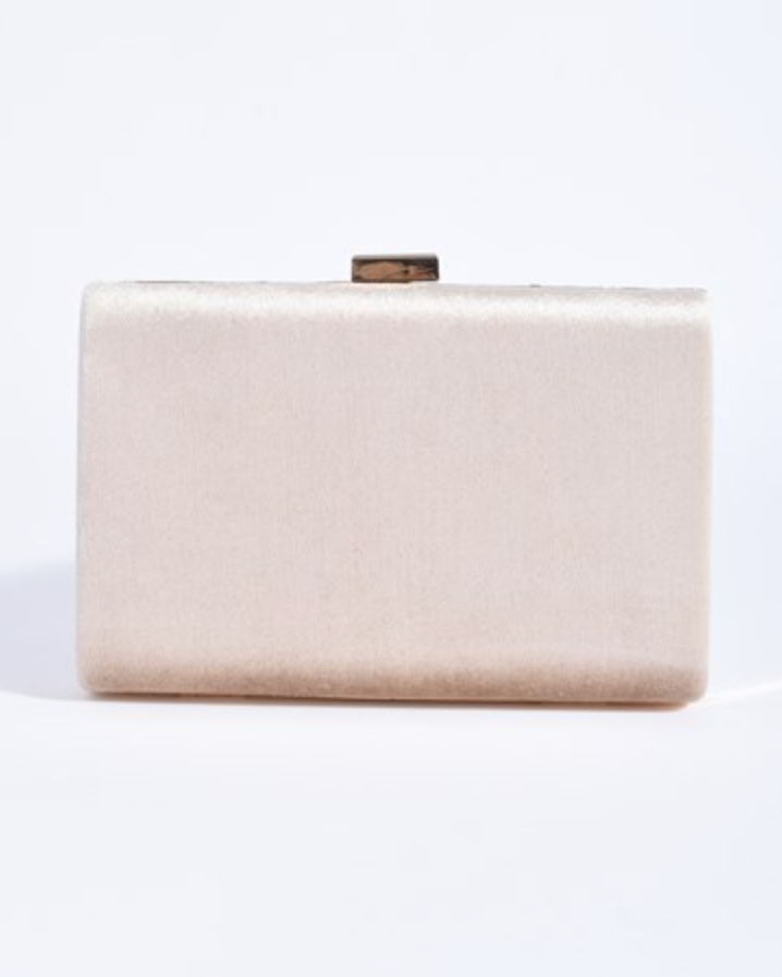 Marjorie Plait Velvet Structured Clutch Nude Bags and Purses Adorne