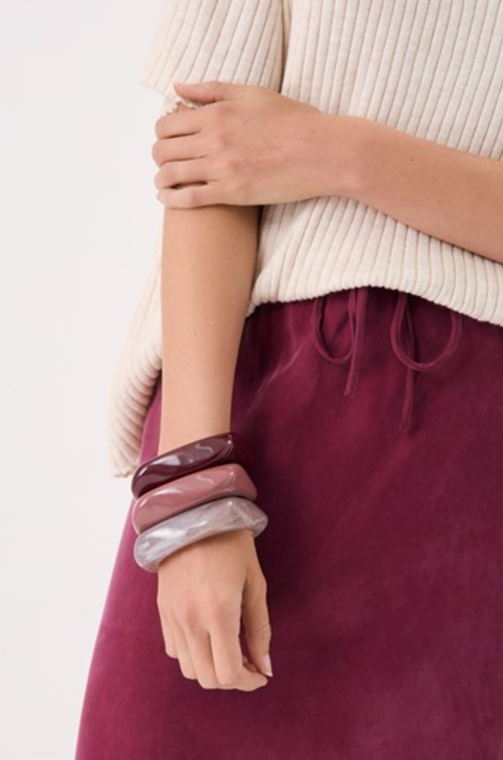 Resin Stacking Bangles Grey - Global Free Style