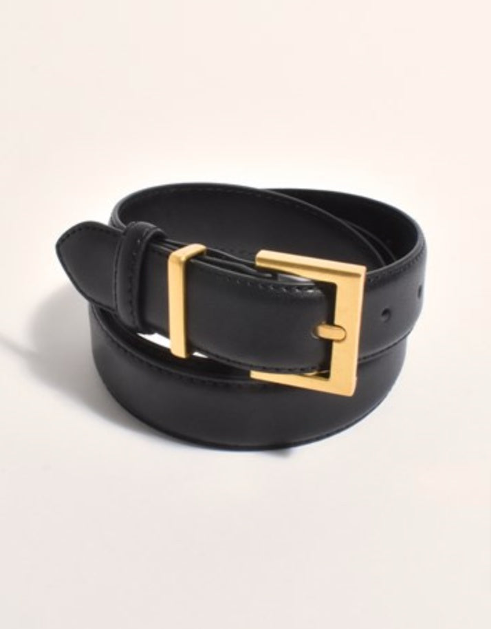 Square Buckle Belt Black/Gold - Global Free Style