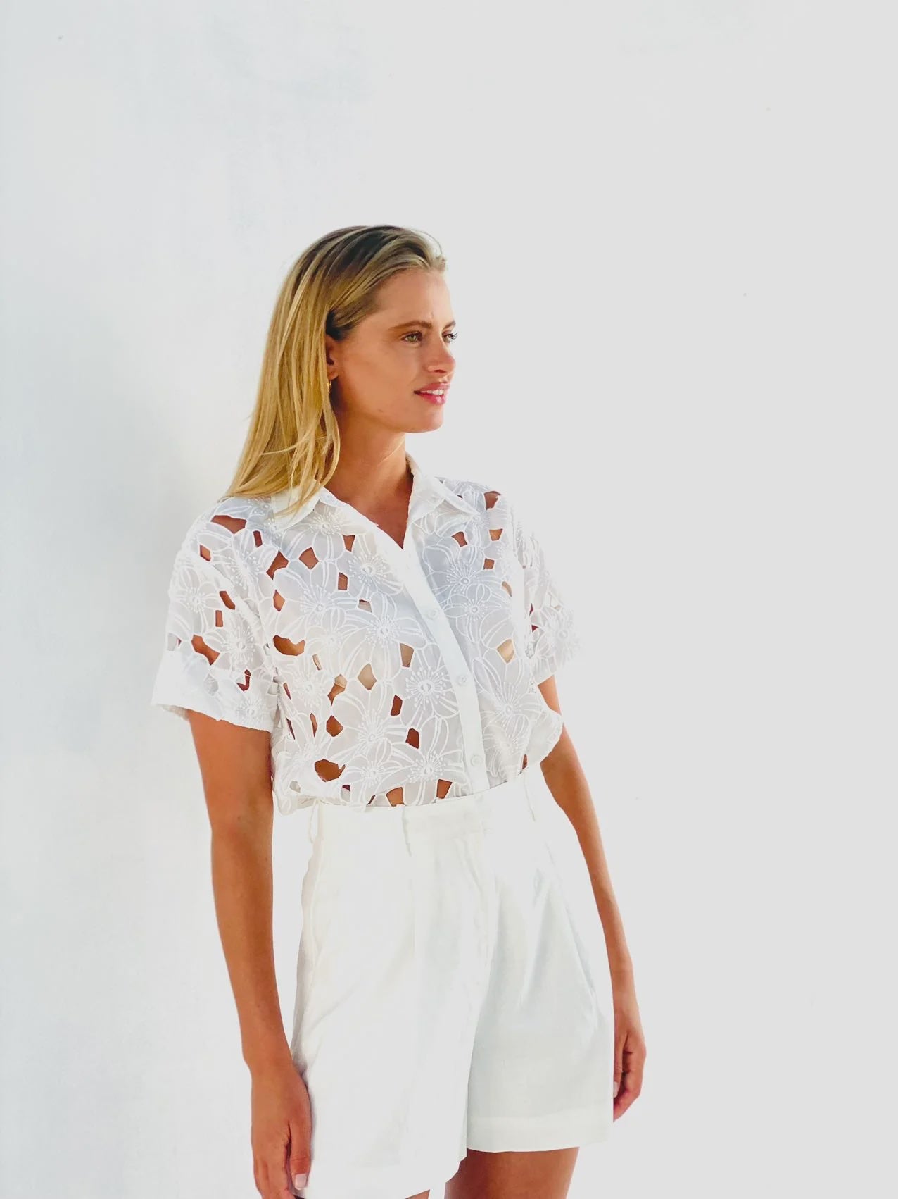 High Waisted Shorts-White - Global Free Style