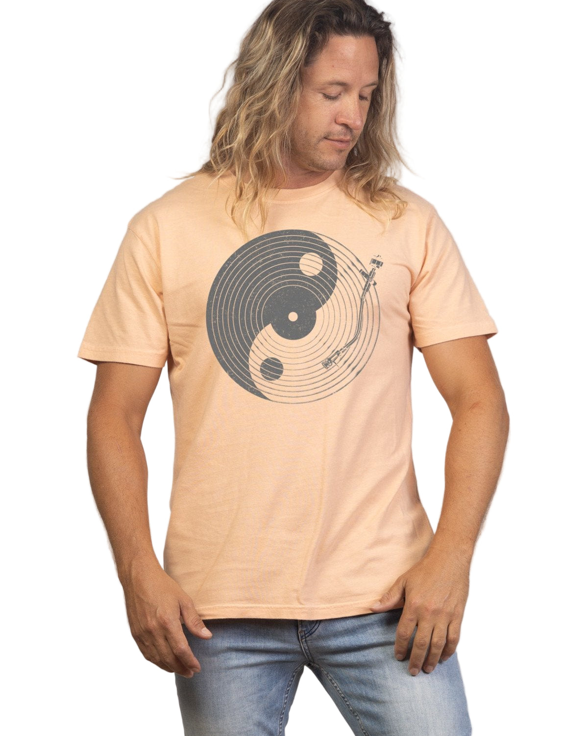 Yin Yang Record Peach T Shirt Mens Tops Skumi S