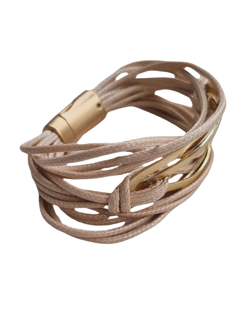 Leather wrap bracelet gold Bracelets and Bangles Zoda