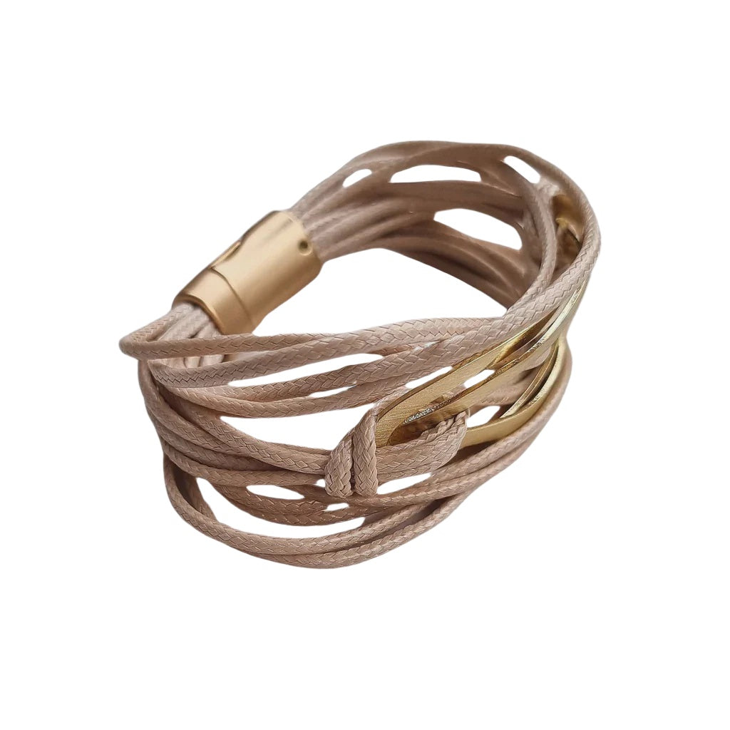 Leather wrap bracelet gold Bracelets and Bangles Zoda