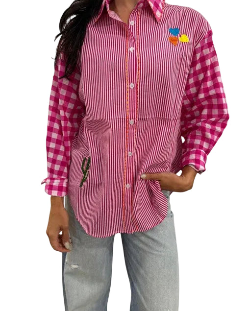 Zoda Embroidery Shirt Pink Country Tops Zoda S/M