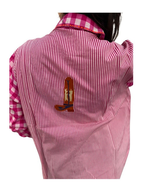 Zoda Embroidery Shirt Pink Country Tops Zoda