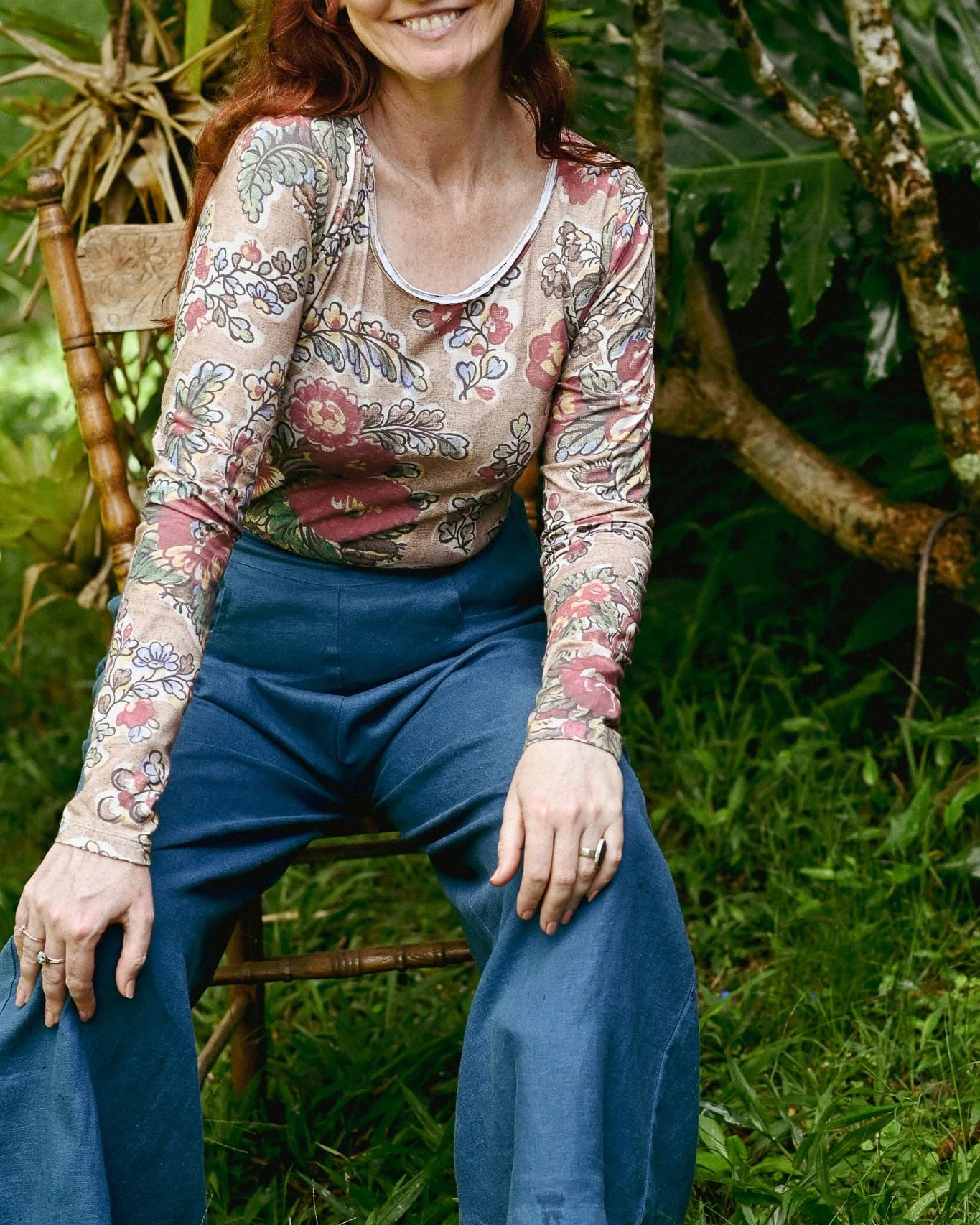 Ally Tee Tan Floral Tops Lazybones