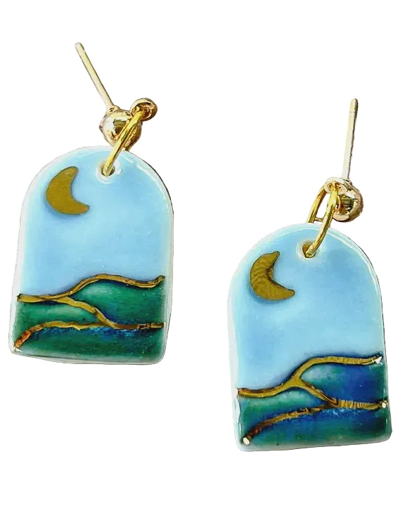 Landscape Ceramic Earrings Earrings Wolf and Clay