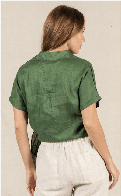 Baker Linen Shirt Fern Green Tops Valeria Label