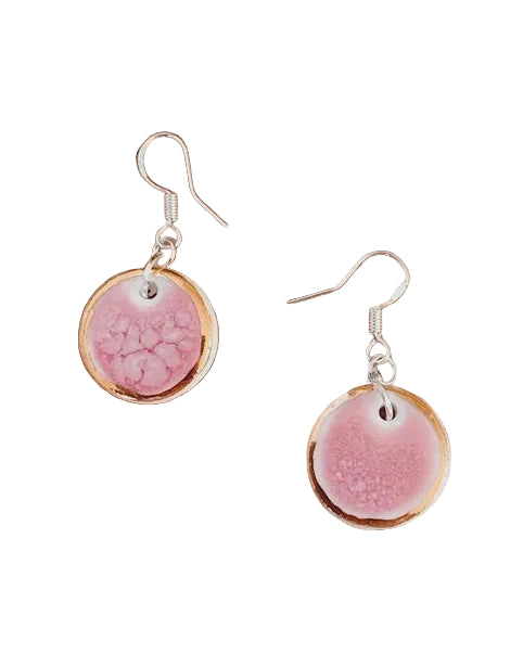 Handcrafted Tiny Porcelain Dangle Earrings Rose Earrings Wolf and Clay