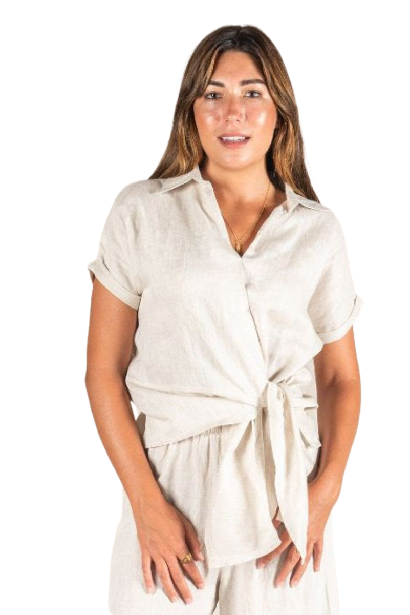 Baker Linen Shirt Natural Tops Valeria Label