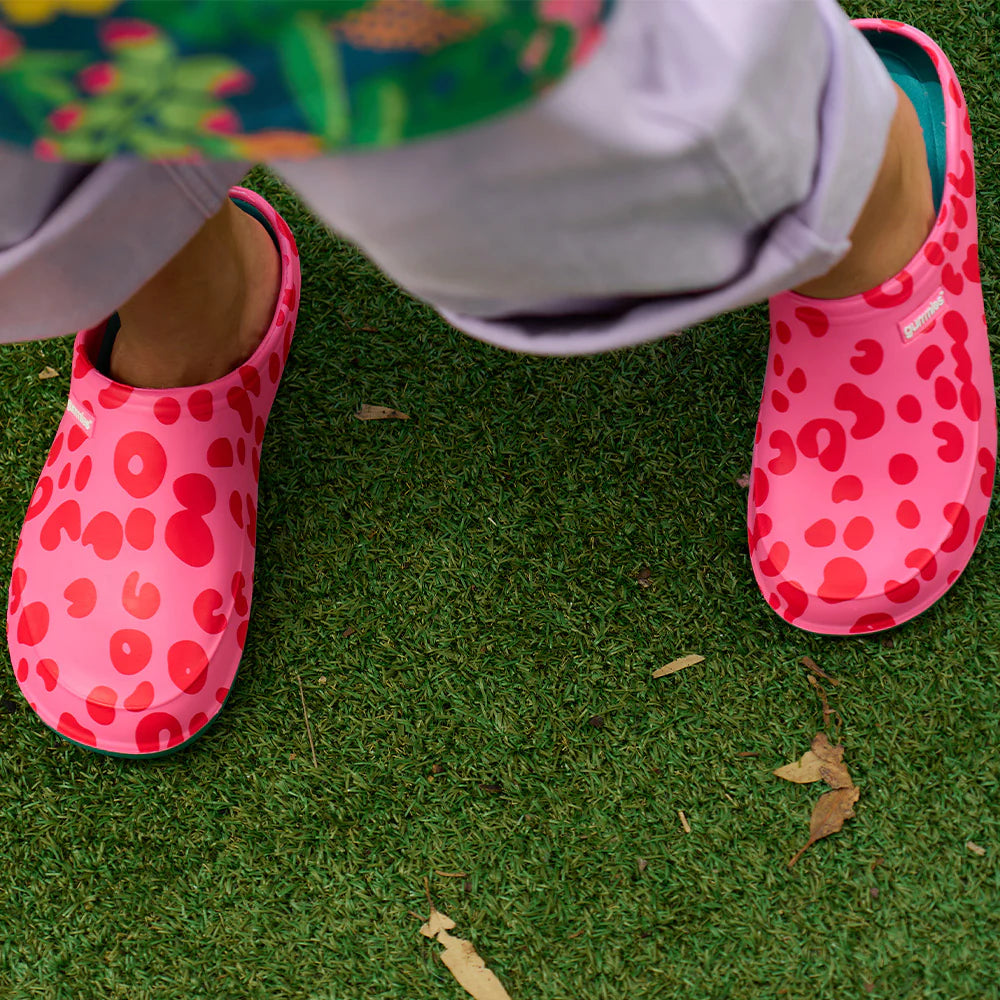 Gummies - Memory Foam Clog - Cheetah Spot Pink Shoes Annabel Trends