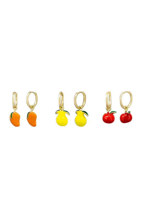 Set of 3 Fruit Huggies Earrings Tiger Tree