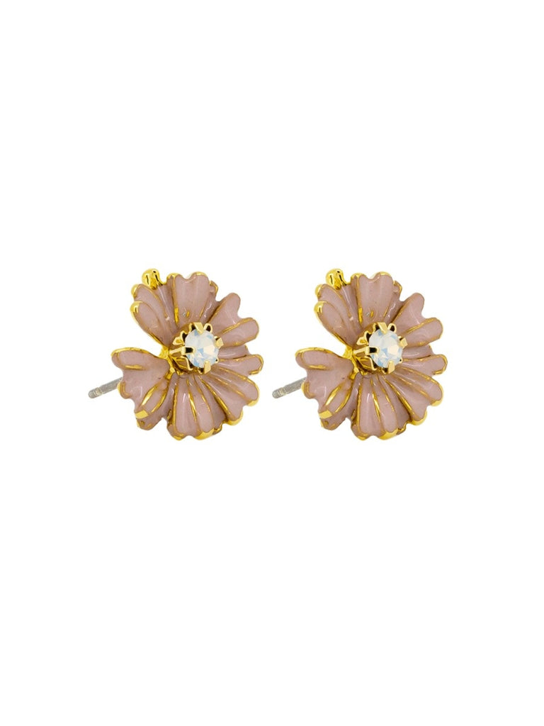 Pink Enamel Daisy and Crystal Earring - Global Free Style