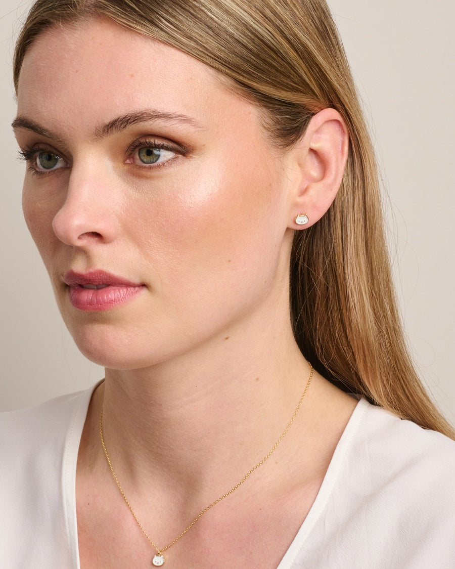 Gold and White Kitty Cat Necklace Necklaces Tiger Tree