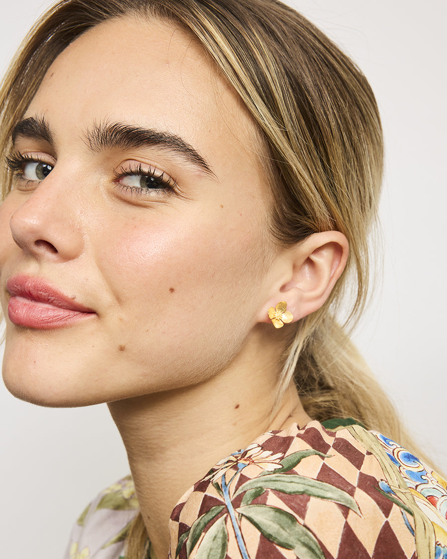 Gold Flower E/R Earrings Tiger Tree