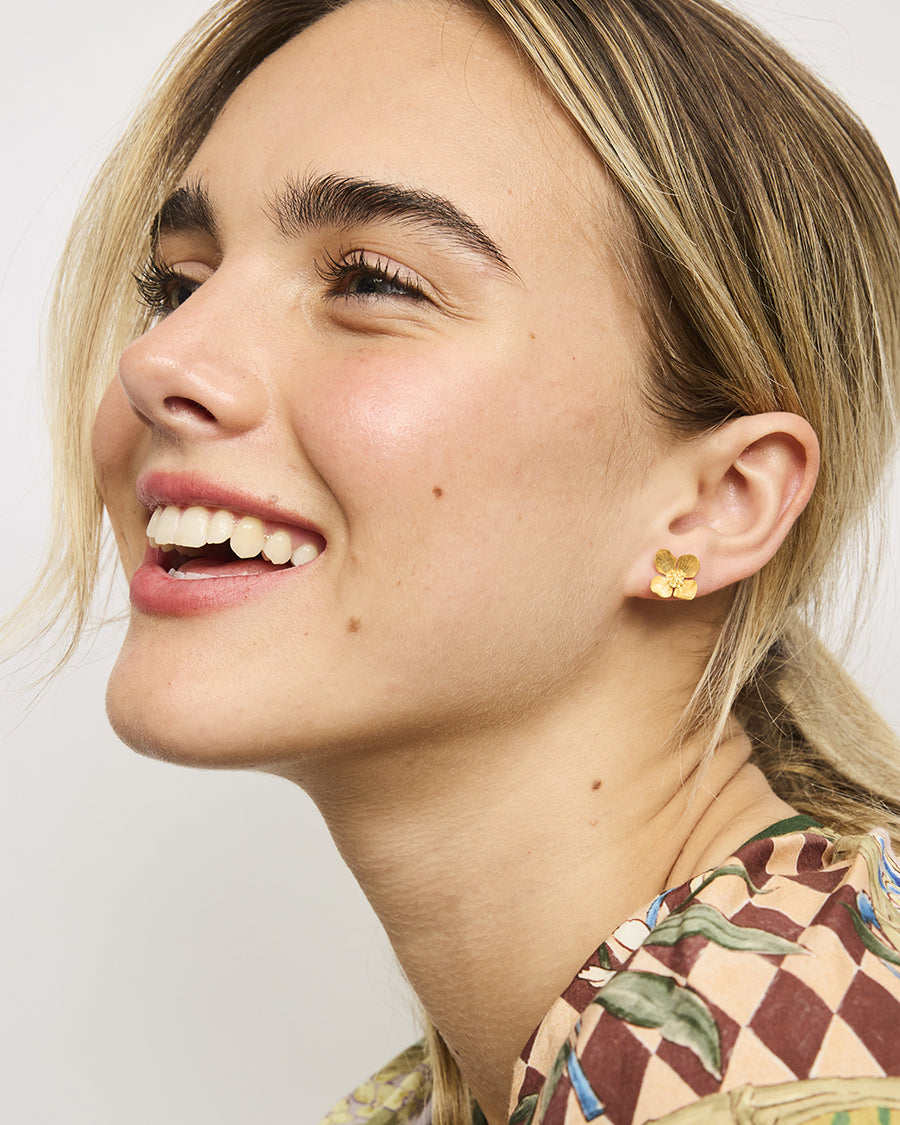 Gold Flower E/R Earrings Tiger Tree