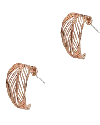 Filigree Leaf Hoop Earring Rose Gold Earrings Fabienne