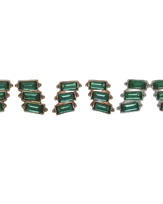Trio Stack Crystal Earrings Pack Emerald Earrings Fabienne