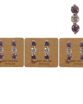 Trio Cz Post Earrings Pack Violet/Clear Earrings Fabienne