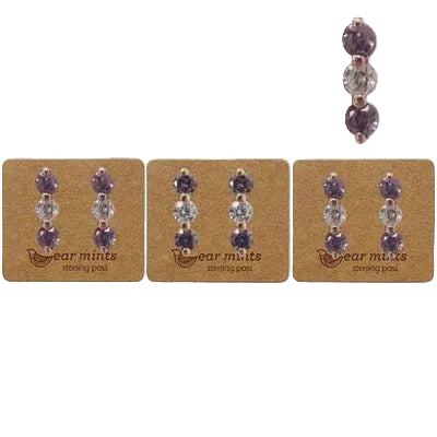 Trio Cz Post Earrings Pack Violet/Clear Earrings Fabienne