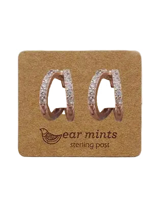 Cubic Double Loop Huggie Earring Rose Gold/Clear Earrings Fabienne