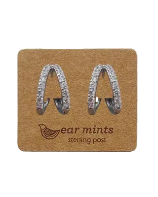 Cubic Double Loop Huggie Earring Silver/Clear Earrings Fabienne