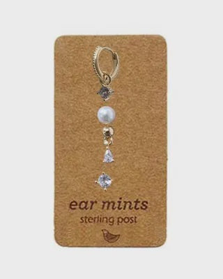 Cubic Post/Huggie/Pearl Trio Earrings Gold/Clear Earrings Fabienne