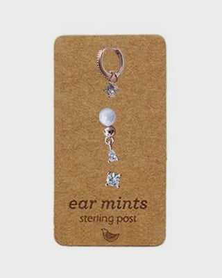 Cubic Post/Huggie/Pearl Trio Earrings Rose/Clear Earrings Fabienne