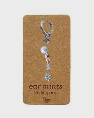 Cubic Post/Huggie/Pearl Trio Earrings Silver/Clear Earrings Fabienne