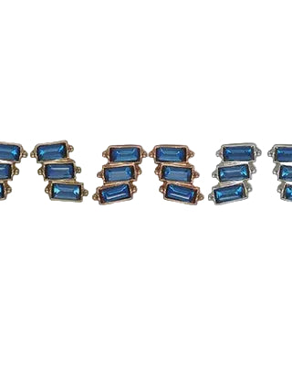 Trio Stack Crystal Earrings Pack Sapphire Earrings Fabienne