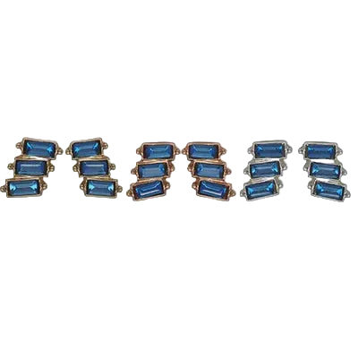 Trio Stack Crystal Earrings Pack Sapphire Earrings Fabienne