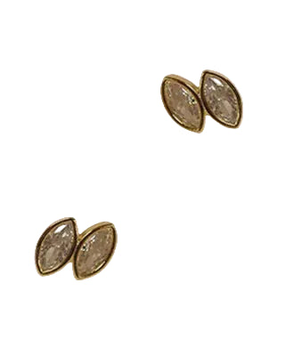 Cubic Bdl Rnd Diamond Post Earring Gold/Clear Earrings Fabienne