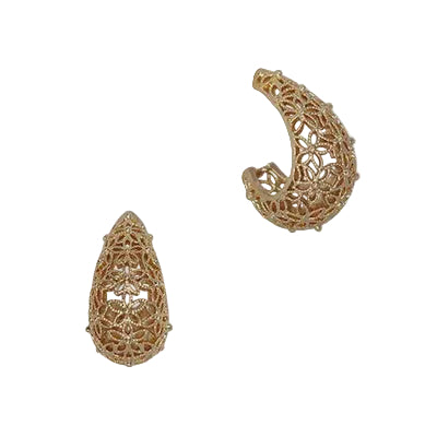 Floral Filigree Waterdrop Post Earrings Gold Earrings Fabienne