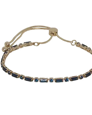 Rect & Rnd Crystal Slider Braclelet Gold/Sapphire Bracelets and Bangles Fabienne
