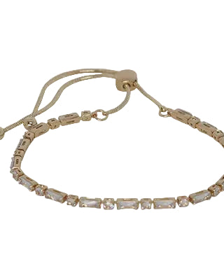Rect & Rnd Crystal Slider Braclelet Gold/Clear Bracelets and Bangles Fabienne
