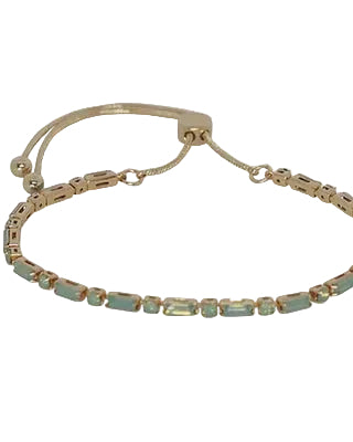 Rect & Rnd Crystal Slider Braclelet Gold/Opal Bracelets and Bangles Fabienne